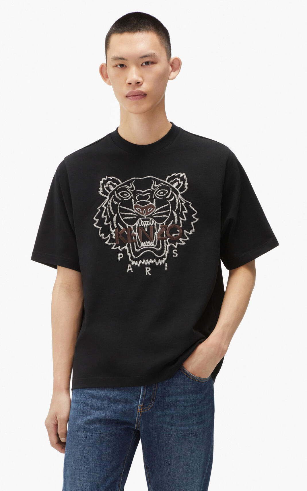 Kenzo Loose fitting Tiger μπλουζακια ανδρικα μαυρα | GR627097